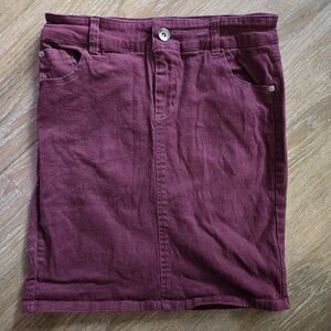 In Extenso Denim Burgundy Mini Skirt with Pockets